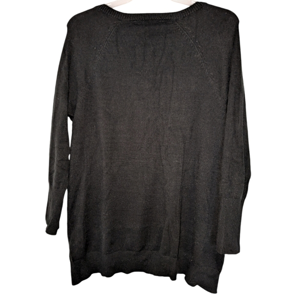 🍁 Love and Legend Women black V neck Sweater sides zipper size 2X - Picture 2 of 10